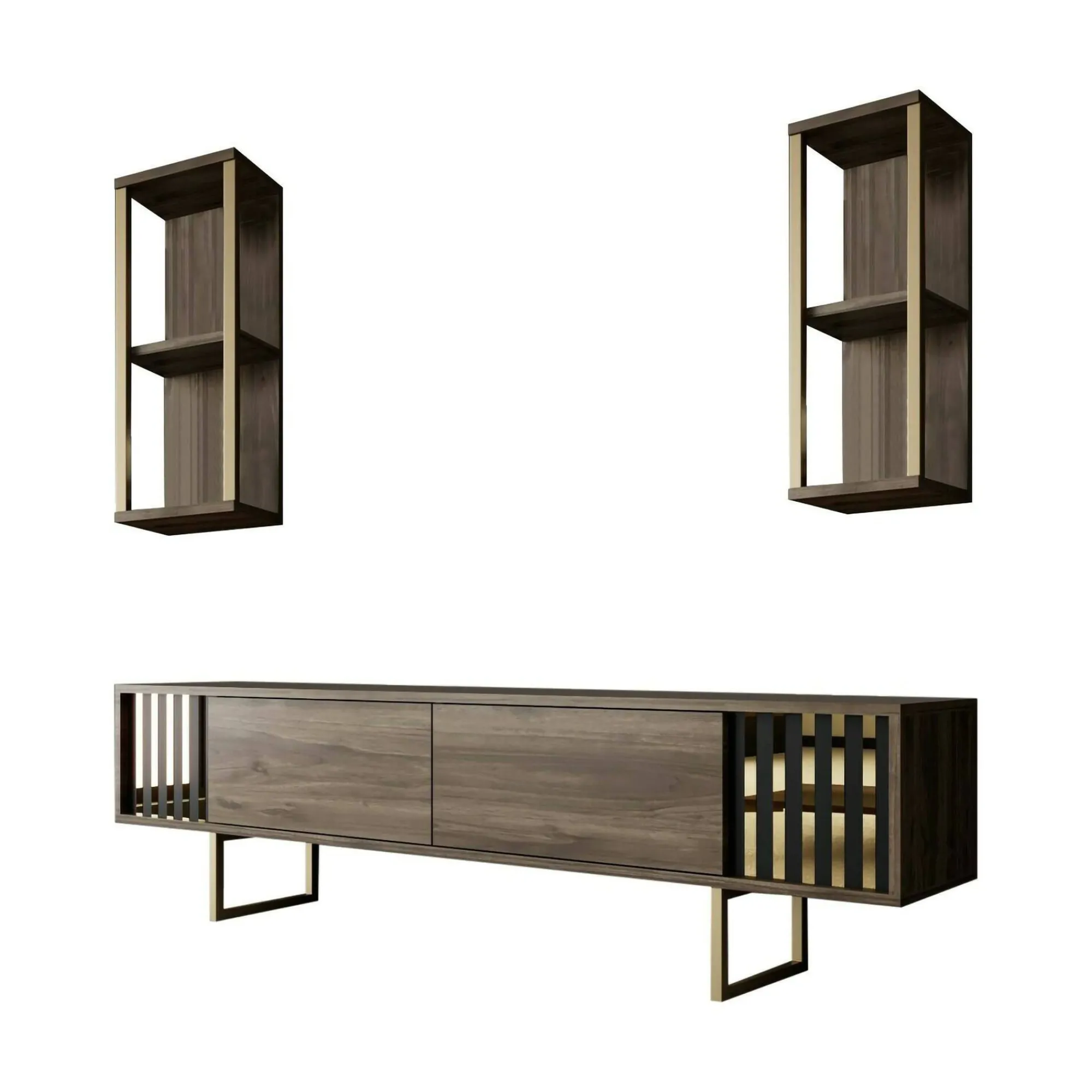 Mobile porta TV Artinay, 180x30h48 cm, Noce e Nero<Dmora Clearance