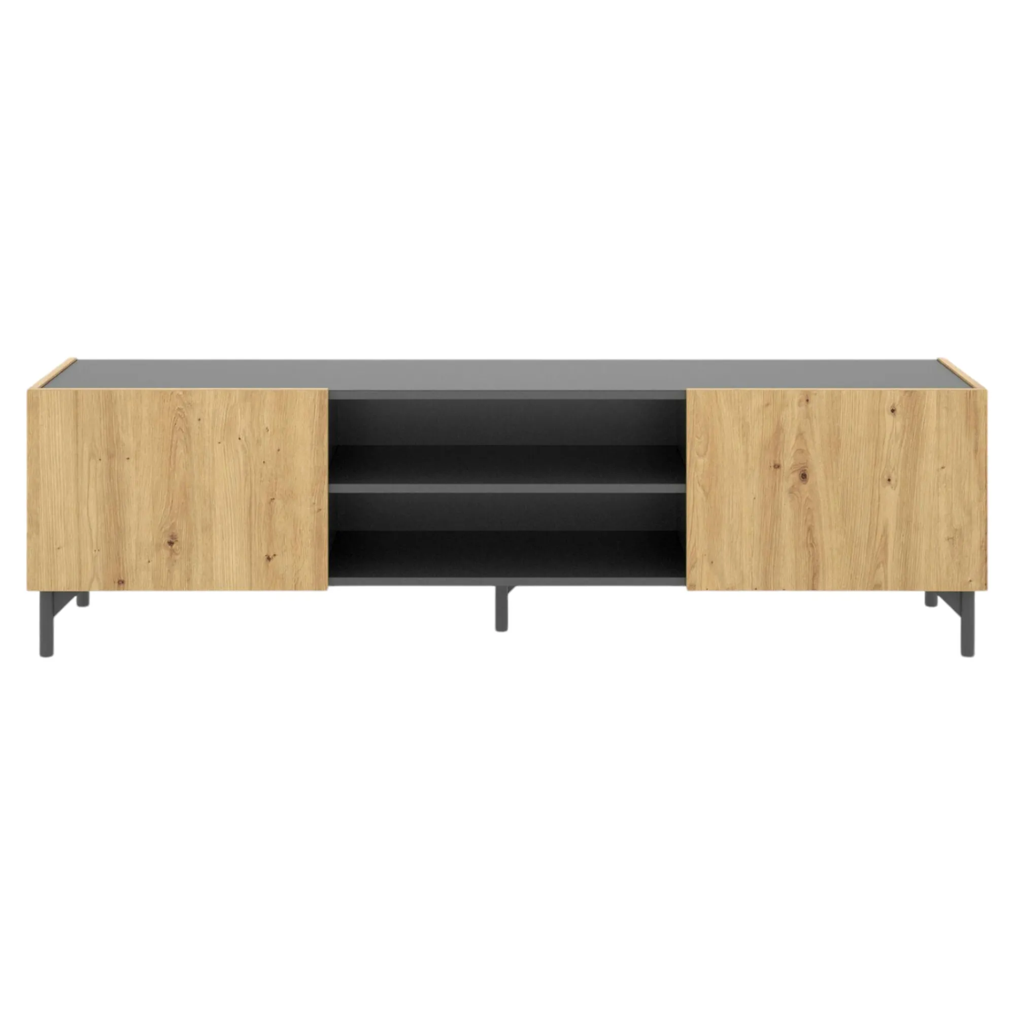 Mobile porta TV Arya, 161x35h45 cm, Rovere Nodi e Antracite<Dmora Hot