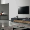 Mobile porta TV Asdrubale, cm 260x43h46, Ardesia e Acero<Dmora Discount