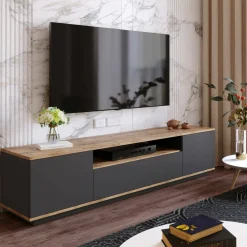 Mobile porta TV Asellina, 180x45h45 cm, Quercia e Antracite<Dmora Shop
