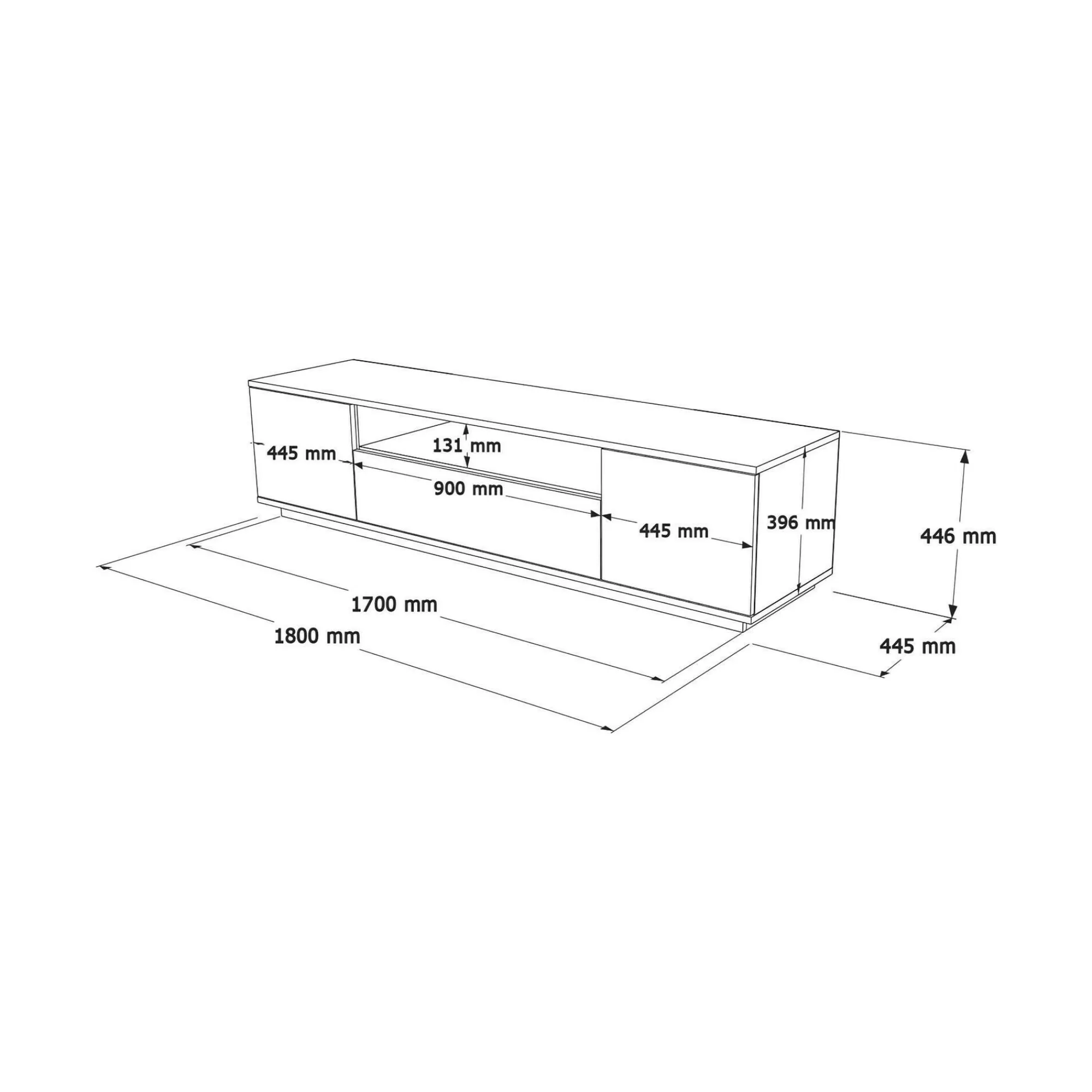 Mobile porta TV Asellina, 180x45h45 cm, Quercia e Bianco<Dmora Online