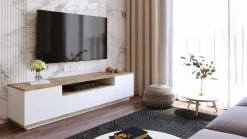 Mobile porta TV Asellina, 180x45h45 cm, Quercia e Bianco<Dmora Online