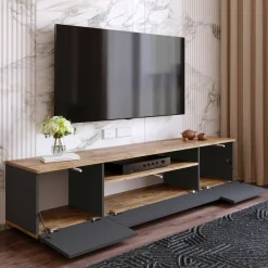 Mobile porta TV Asellina, 180x45h45 cm, Quercia e Antracite<Dmora Shop
