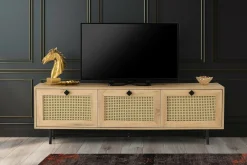 Mobile porta TV Assemini, Quercia e Nero, 180x40h60 cm<Dmora Cheap