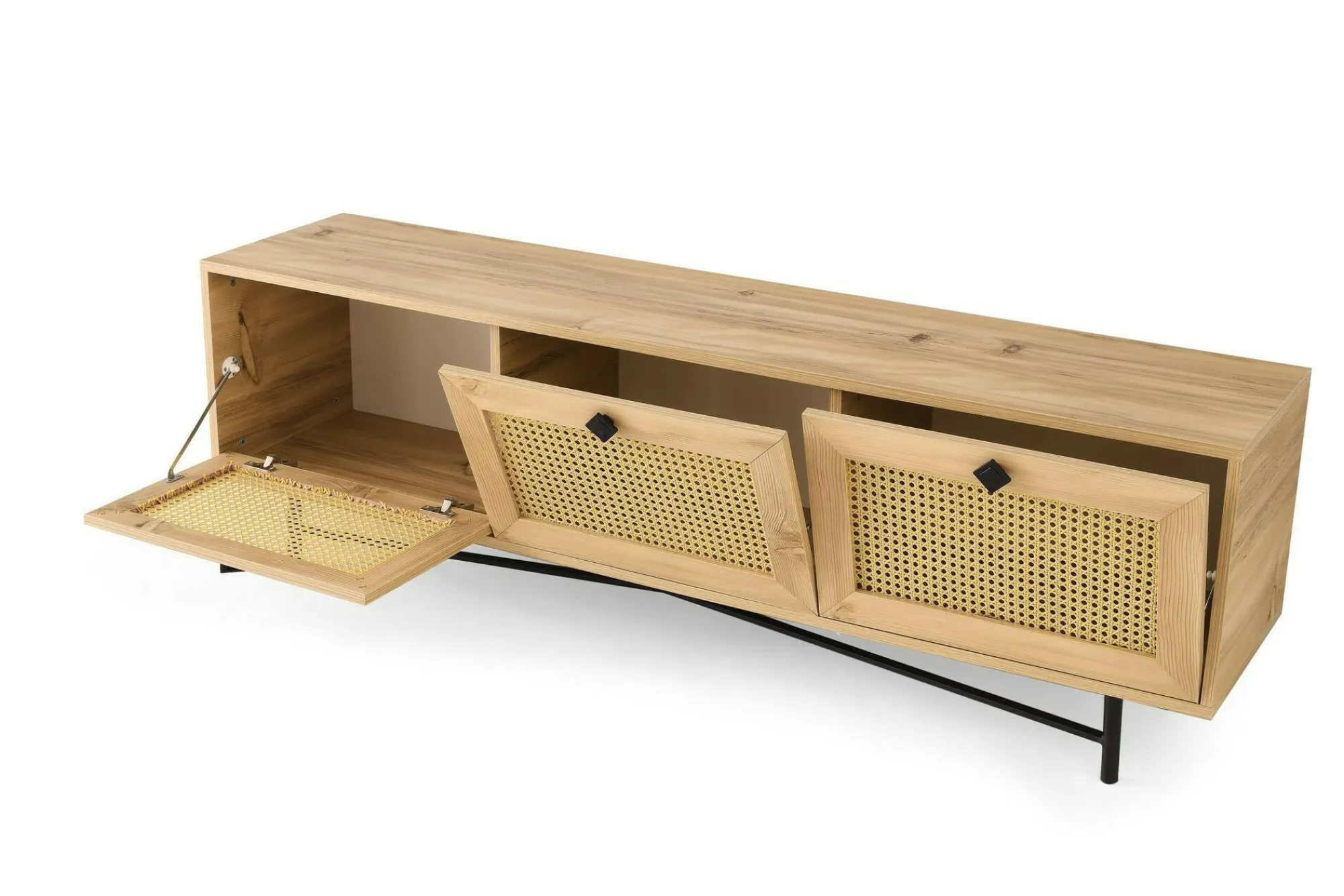 Mobile porta TV Assemini, Quercia e Nero, 180x40h60 cm<Dmora Cheap