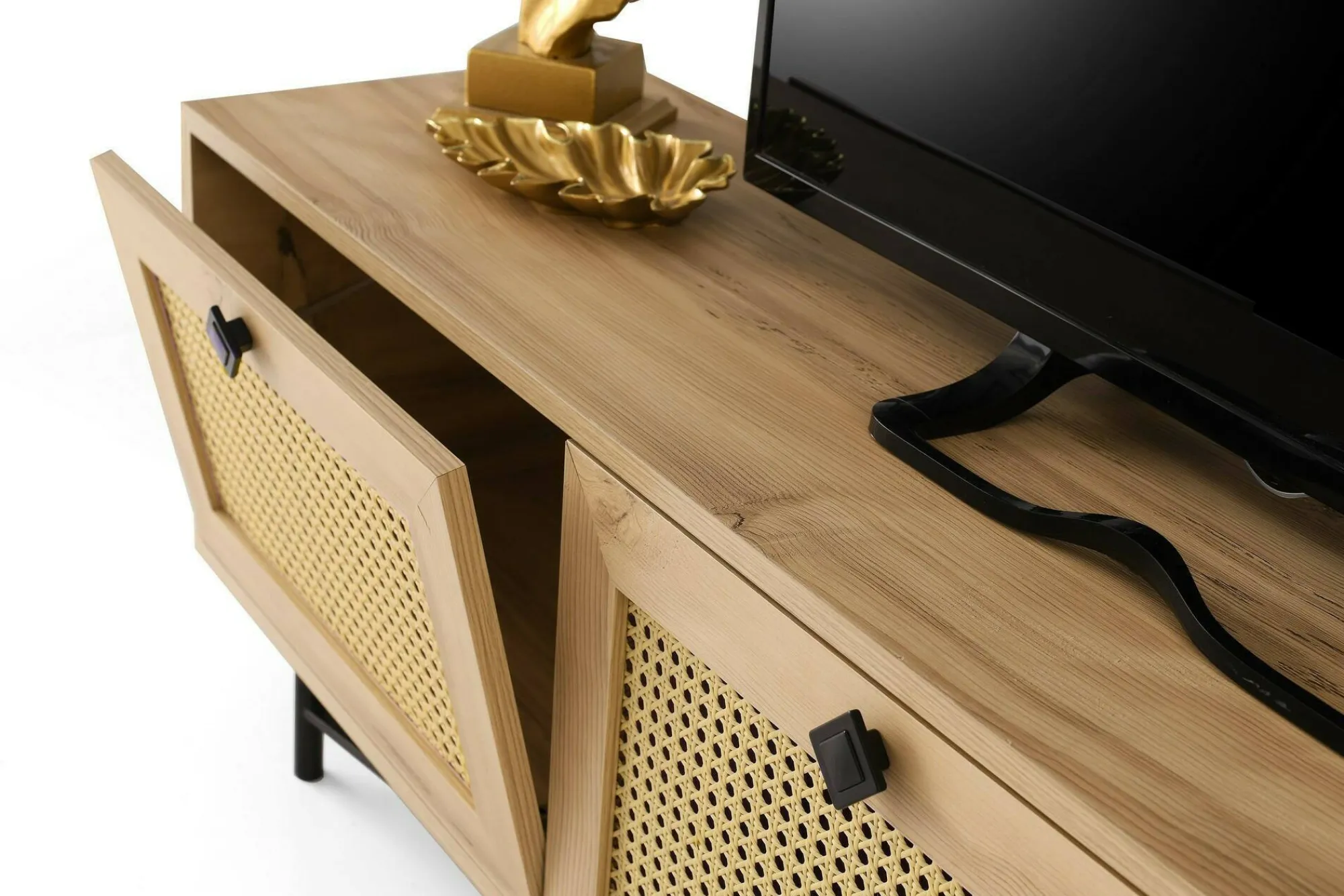 Mobile porta TV Assemini, Quercia e Nero, 180x40h60 cm<Dmora Cheap