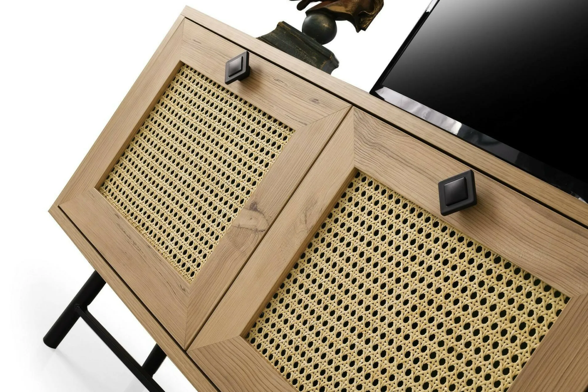 Mobile porta TV Assemini, Quercia e Nero, 140x40h60 cm<Dmora Hot