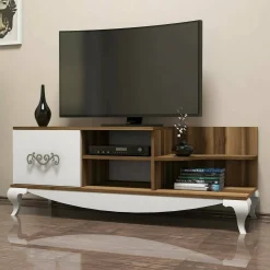 Mobile porta TV Assolo, 130x45h51 cm, Noce e Bianco<Dmora Flash Sale