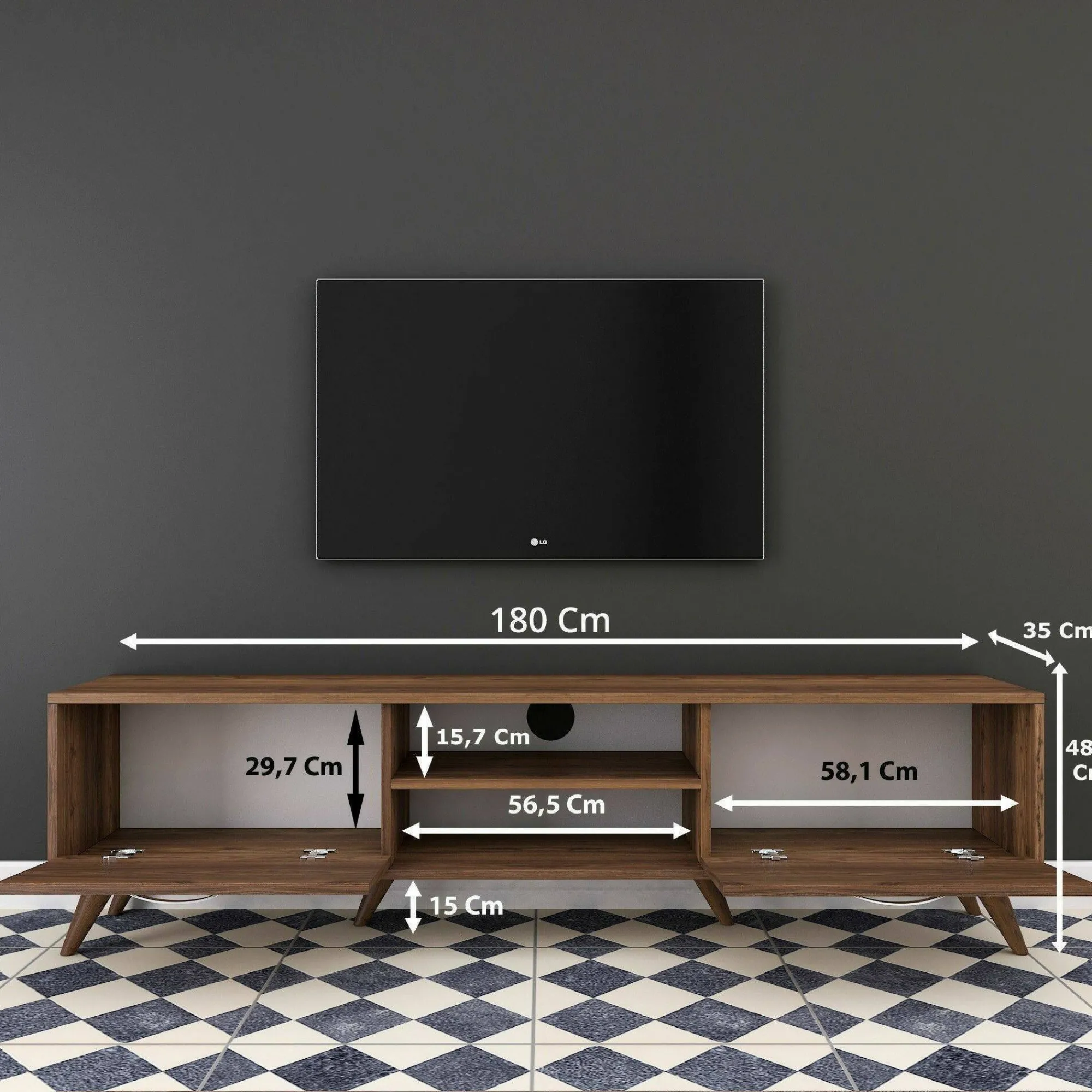 Mobile porta TV Avir, 180x35h49 cm,<Dmora Hot