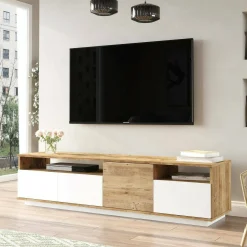 Mobile porta TV Axi, 180x45h45 cm, Quercia e Bianco<Dmora New