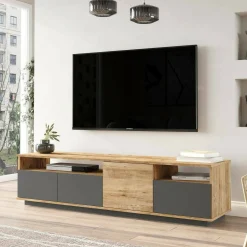 Mobile porta TV Axi, 180x45h45 cm, Quercia e Antracite<Dmora Store