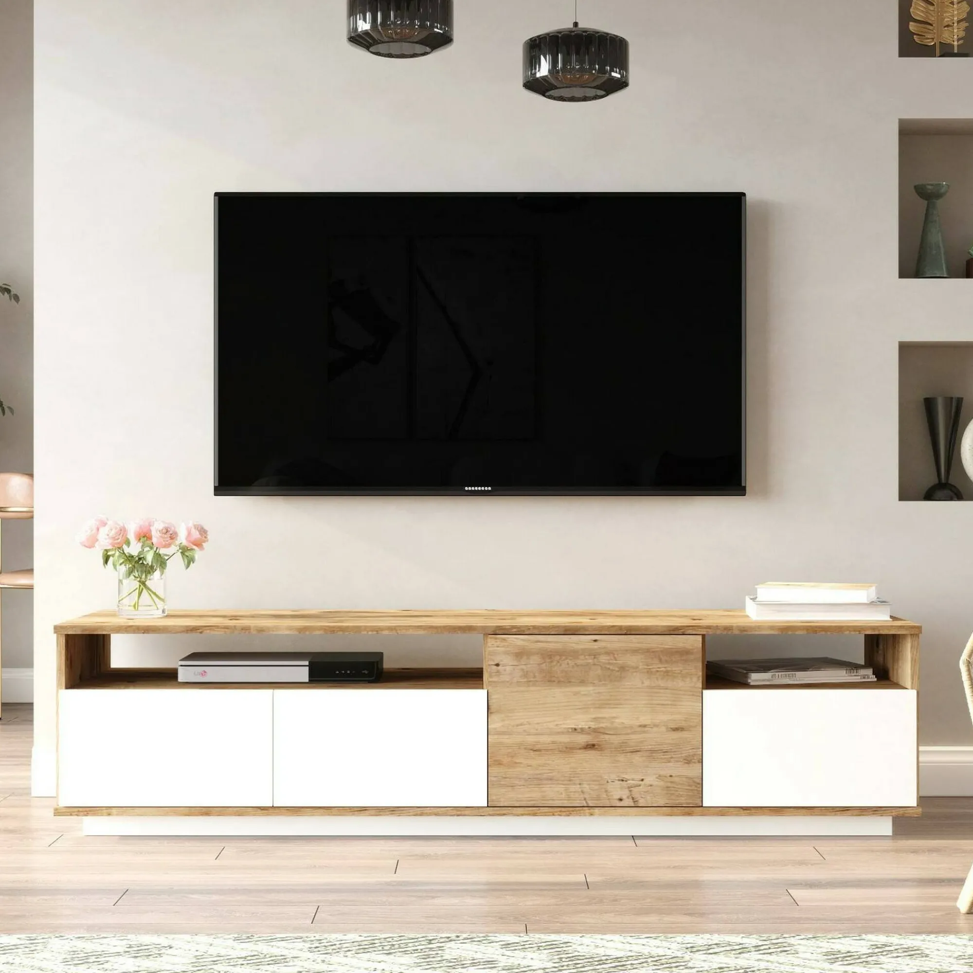 Mobile porta TV Axi, 180x45h45 cm, Quercia e Bianco<Dmora New