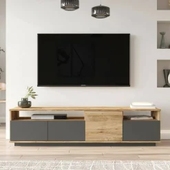 Mobile porta TV Axi, 180x45h45 cm, Quercia e Antracite<Dmora Store