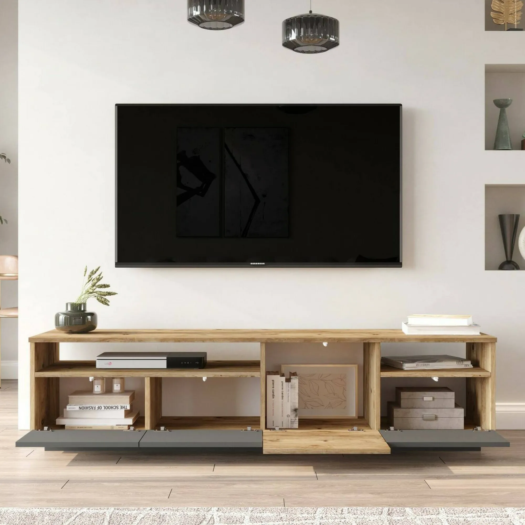 Mobile porta TV Axi, 180x45h45 cm, Quercia e Antracite<Dmora Store