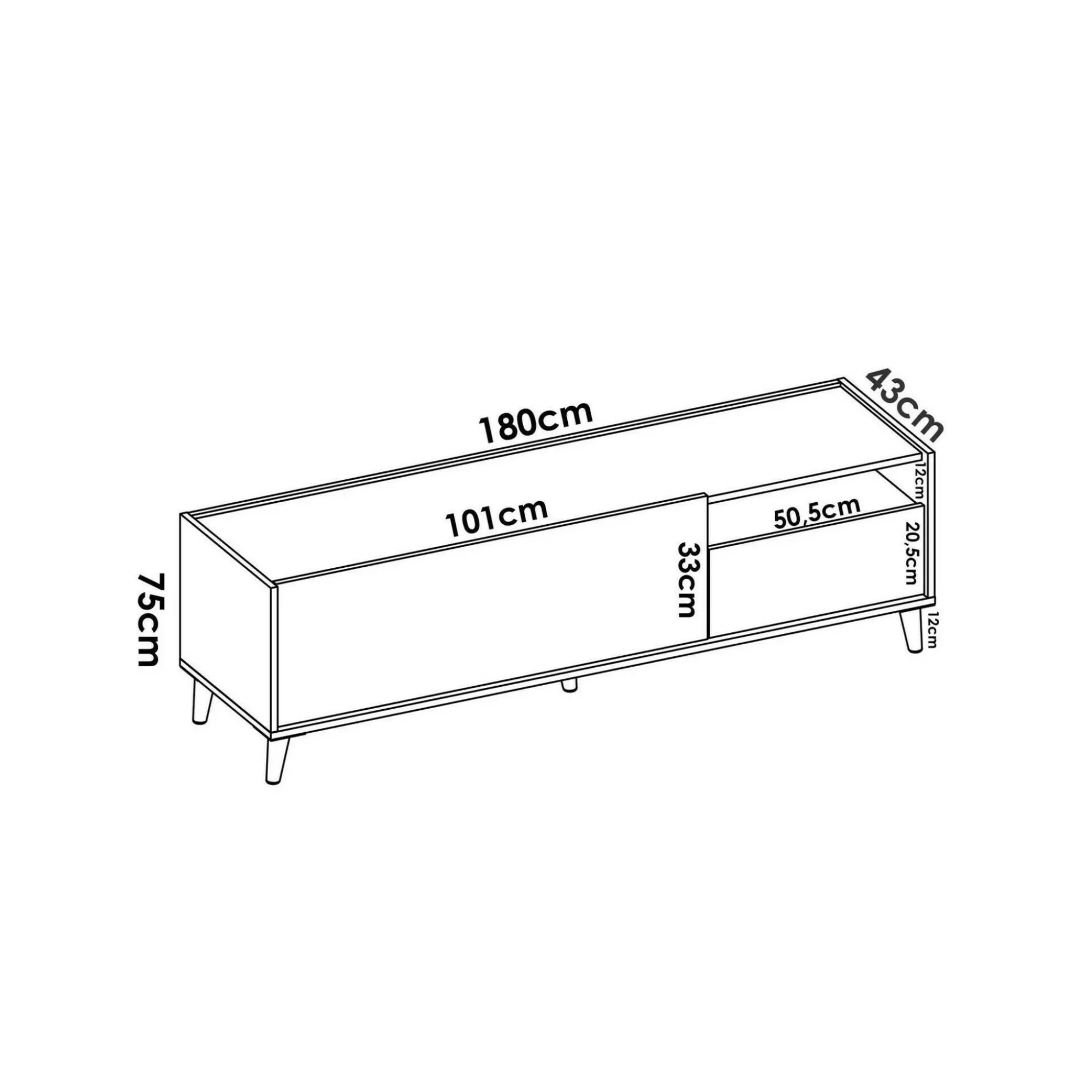 Mobile porta TV Axterix, 155x43h47 cm, Rovere e Bianco<Dmora Cheap