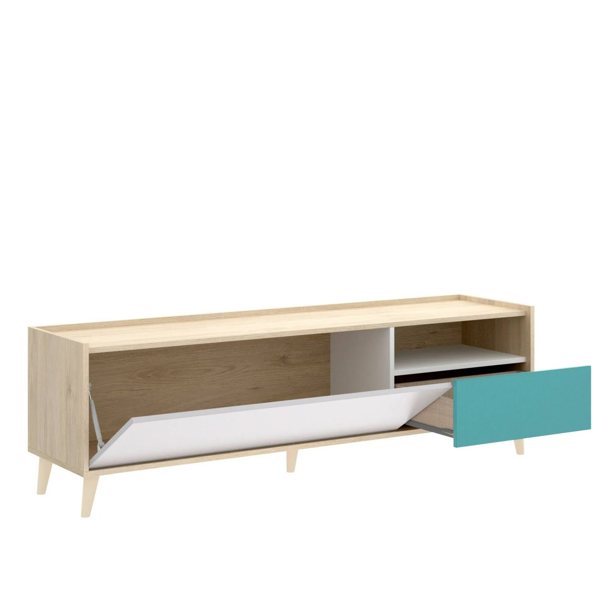 Mobile porta TV Axterix, 155x43h47 cm, Rovere e Bianco<Dmora Cheap