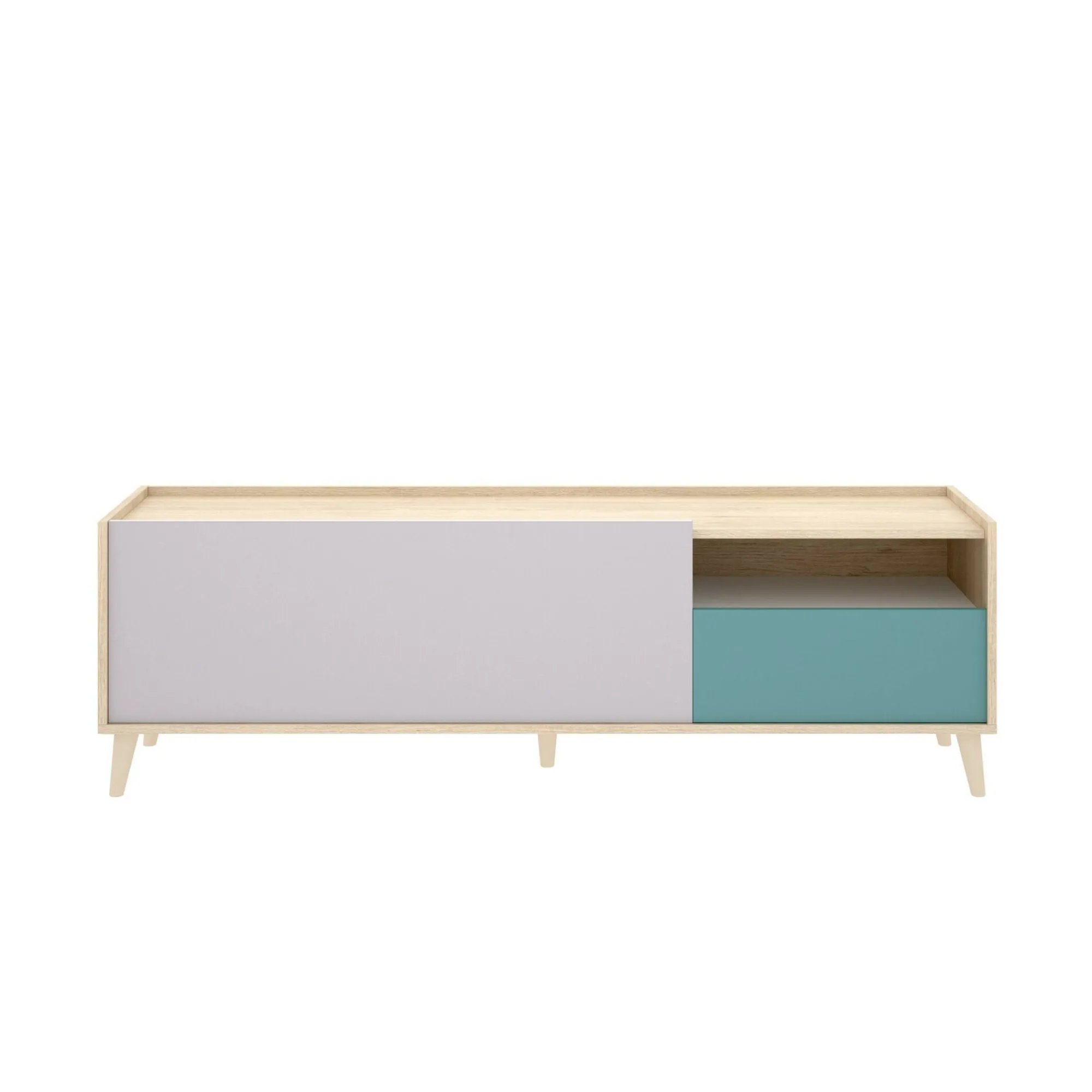 Mobile porta TV Axterix, 155x43h47 cm, Rovere e Bianco<Dmora Cheap