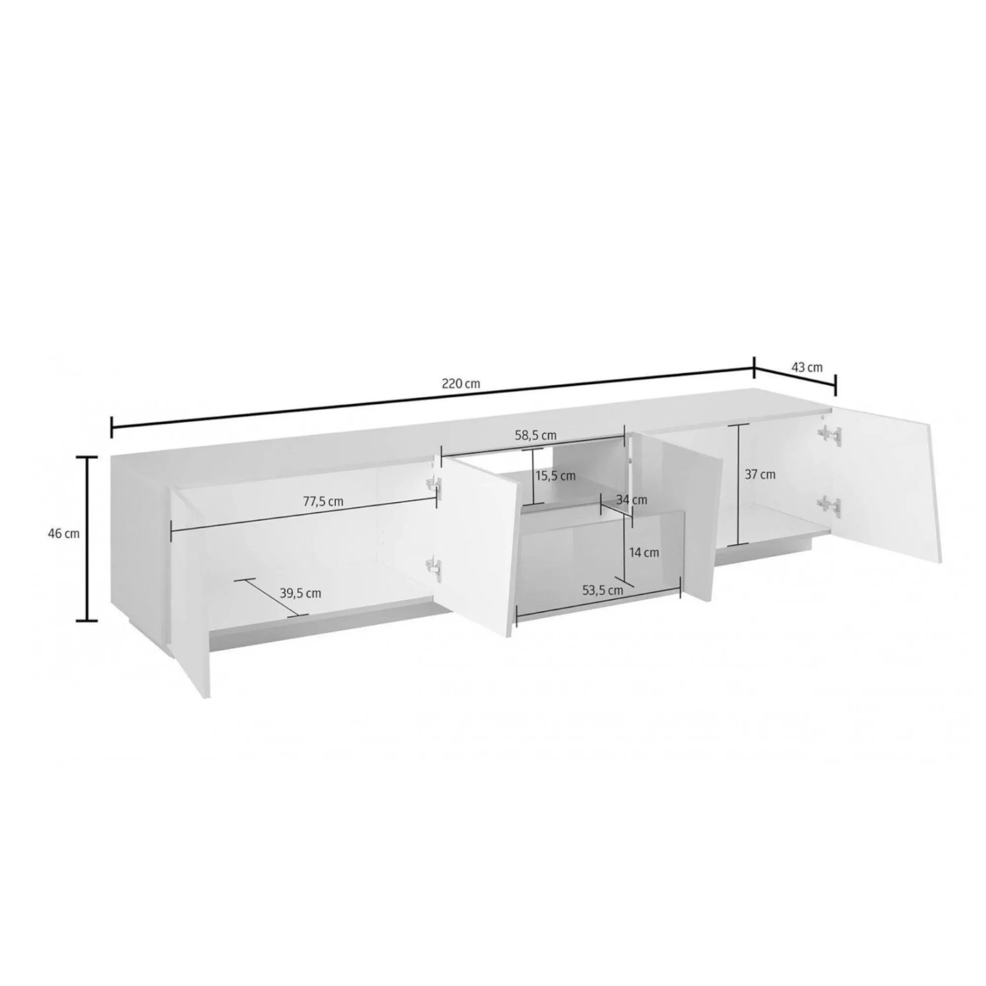 Mobile porta TV Azzurras, cm 220x43h46,<Dmora Shop
