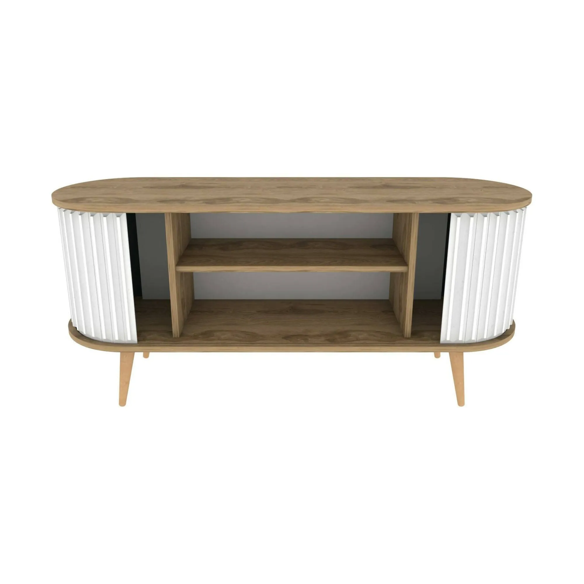 Mobile porta TV Bailu, 140x43h64 cm, Quercia e Bianco<Dmora New