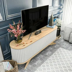 Mobile porta TV Bailu, 180x43h60 cm, Quercia e Bianco<Dmora Shop