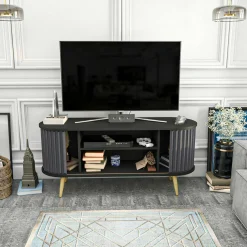 Mobile porta TV Bailu, 140x43h64 cm, Nero e Antracite<Dmora Sale