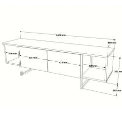 Mobile porta TV Barzana, 160x40 h48 cm,<Dmora Discount