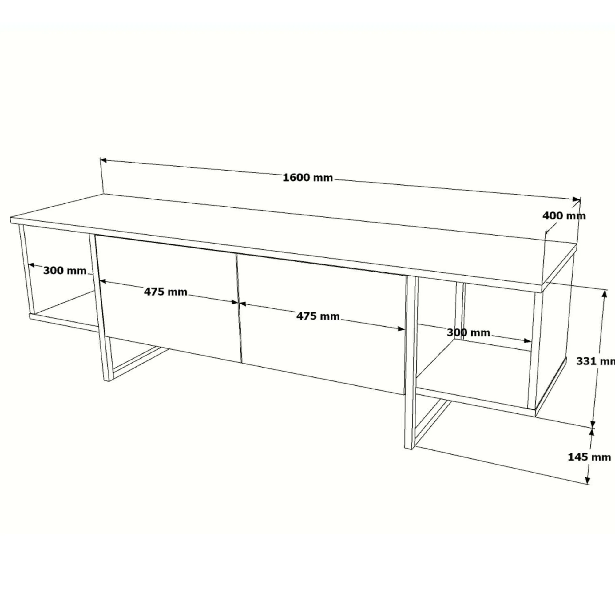 Mobile porta TV Barzana, 160x40 h48 cm,<Dmora Discount