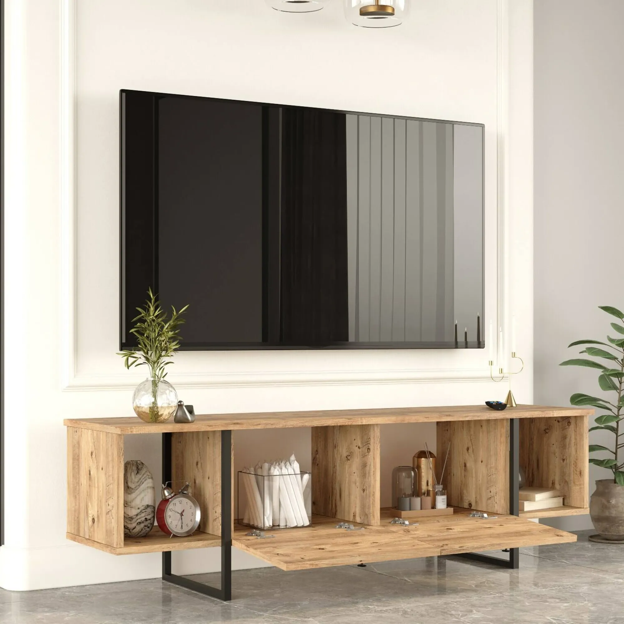 Mobile porta TV Barzana, 160x40 h48 cm,<Dmora Discount