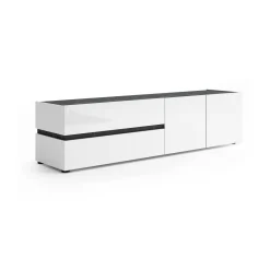 Mobile porta TV Basico, 180x47h43 cm, Bianco lucido e Antracite<Dmora Store