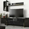 Mobile porta TV Beinasco, 180x32h45 cm, Nero e Oro<Dmora Cheap