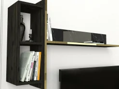 Mobile porta TV Beinasco, 180x32h45 cm, Nero e Oro<Dmora Cheap
