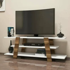 Mobile porta TV Bellagio, 120x34h42 cm, Noce e Bianco<Dmora Store