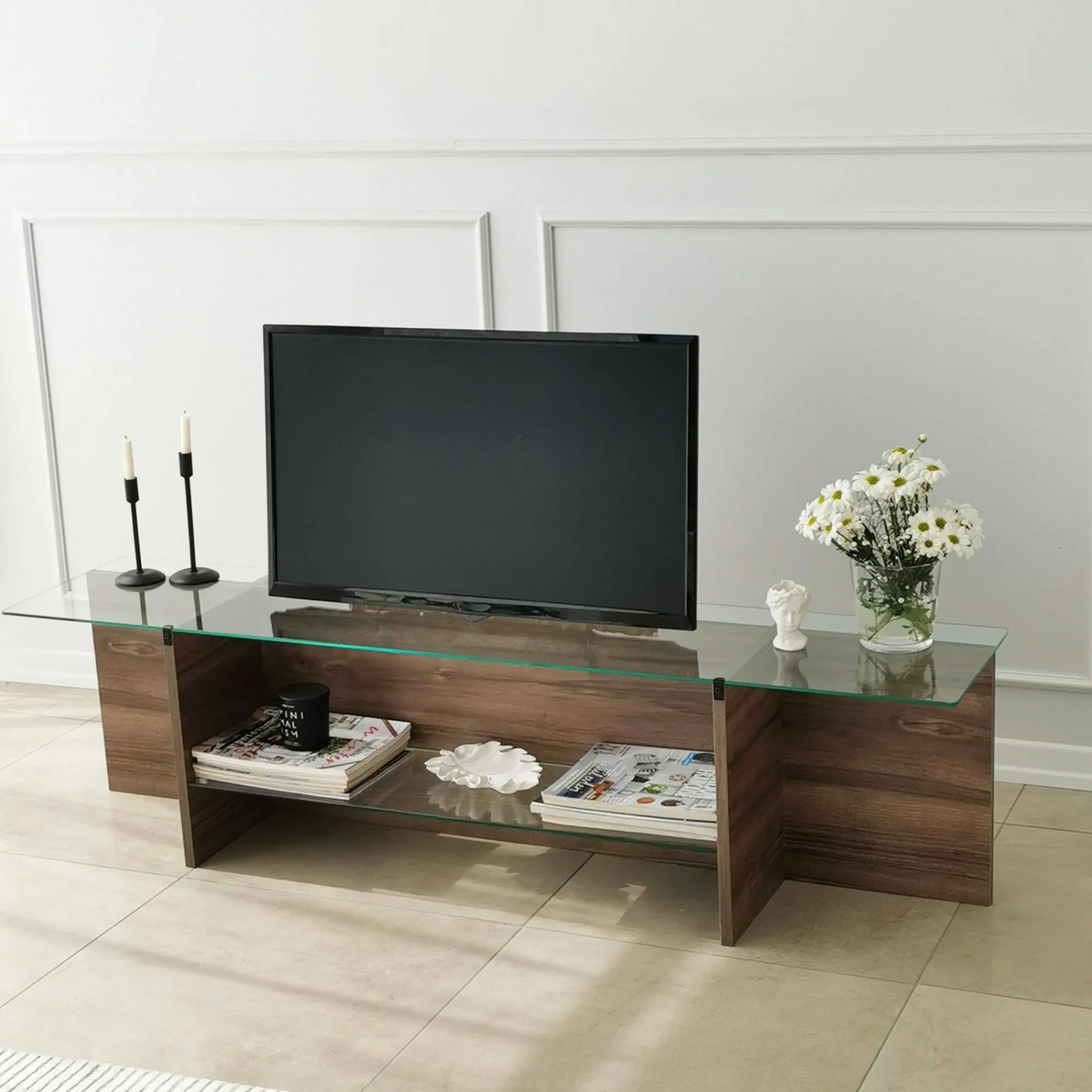 Mobile porta TV Bellano, 158x35h40 cm,<Dmora Shop