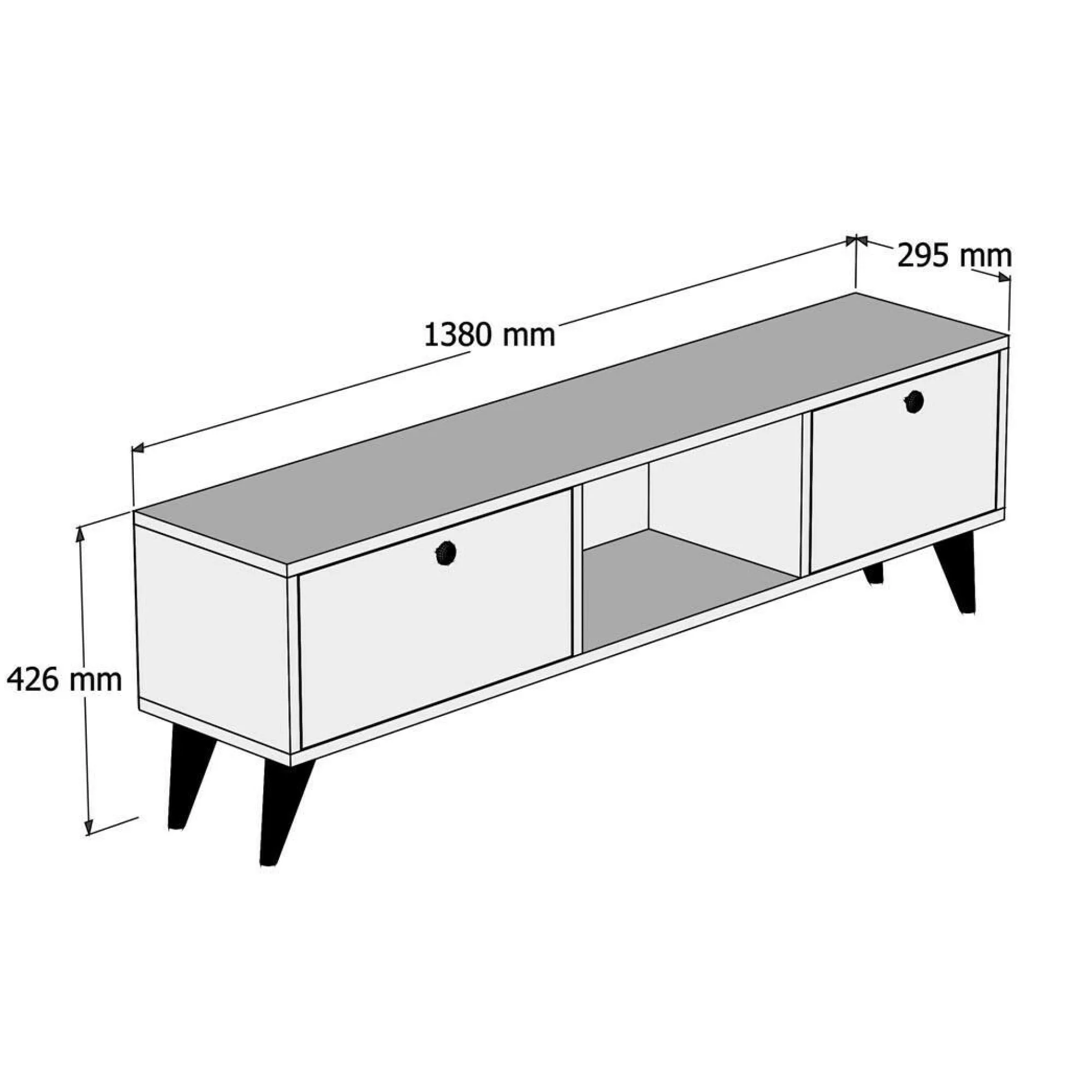 Mobile porta TV Bloem, 138x30 h43 cm, Noce e Nero<Dmora Sale