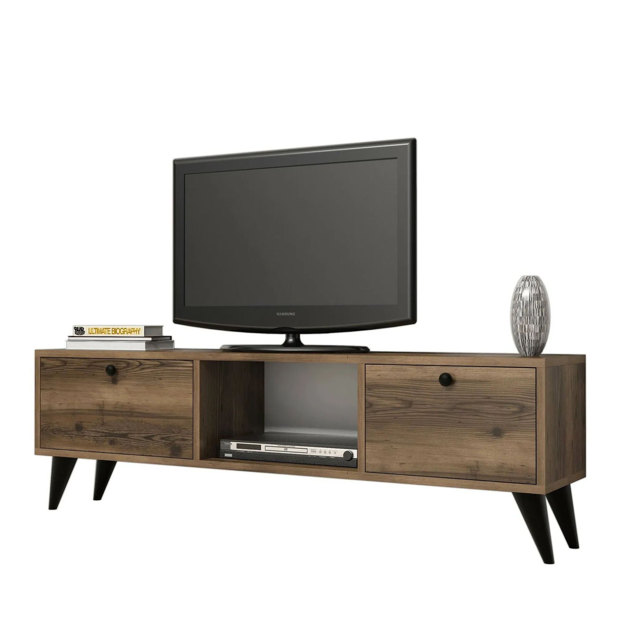 Mobile porta TV Bloem, 138x30 h43 cm, Noce e Nero<Dmora Sale
