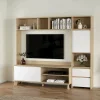 Mobile porta TV Calabria, 48x209 h183 cm, Rovere e Bianco<Dmora Fashion
