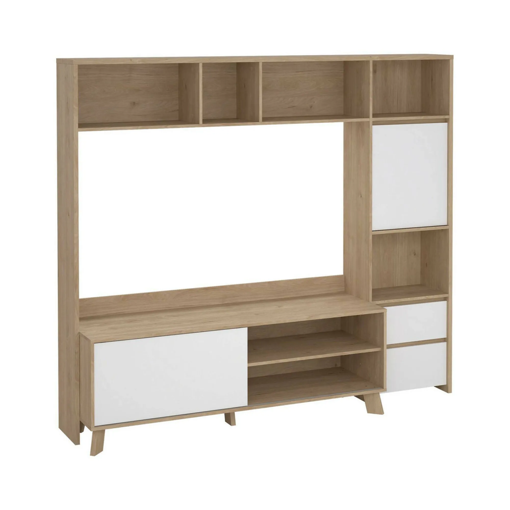 Mobile porta TV Calabria, 48x209 h183 cm, Rovere e Bianco<Dmora Fashion