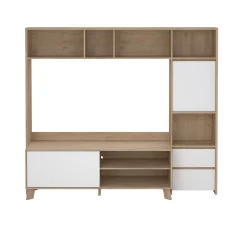 Mobile porta TV Calabria, 48x209 h183 cm, Rovere e Bianco<Dmora Fashion