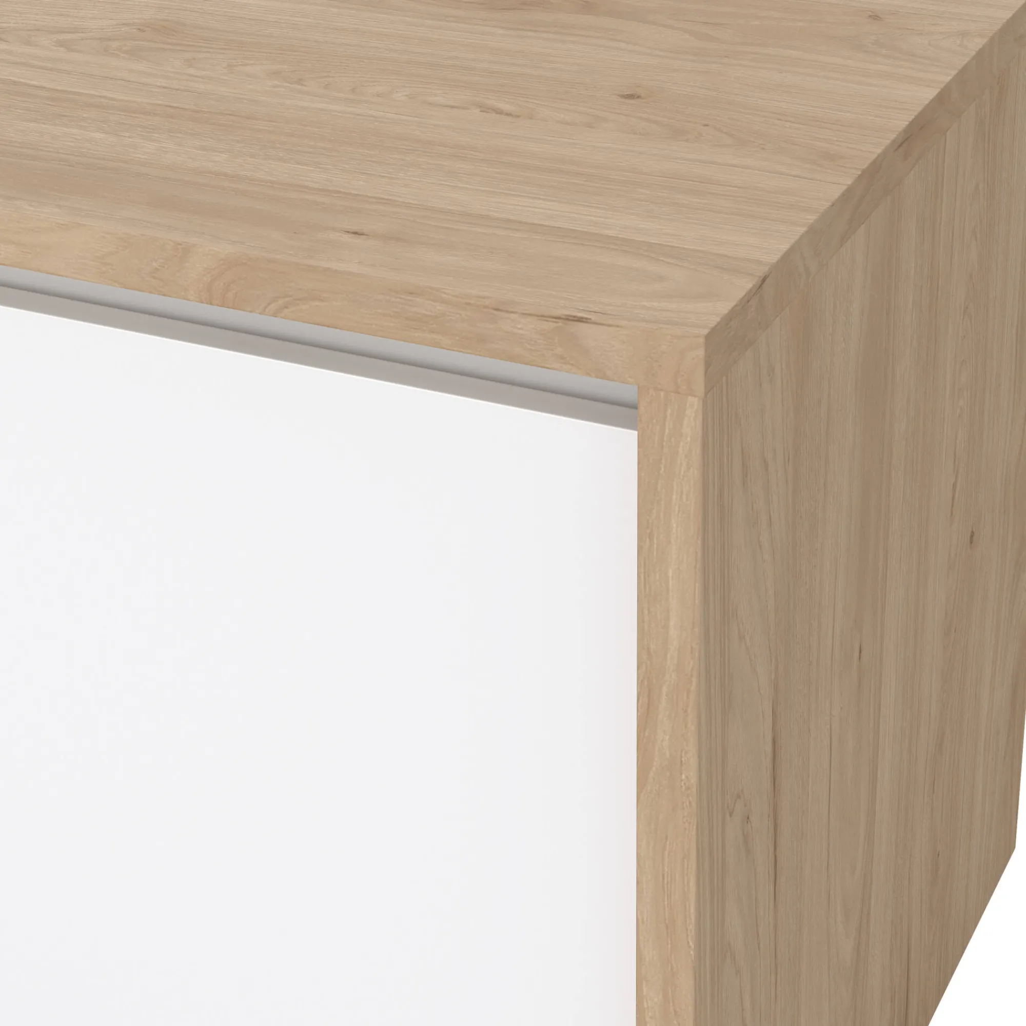 Mobile porta TV Catherine, Credenza da soggiorno, Armadio basso per TV, Base parete attrezzata, 48x179 h52 cm, Rovere e Bianco<Dmora Hot