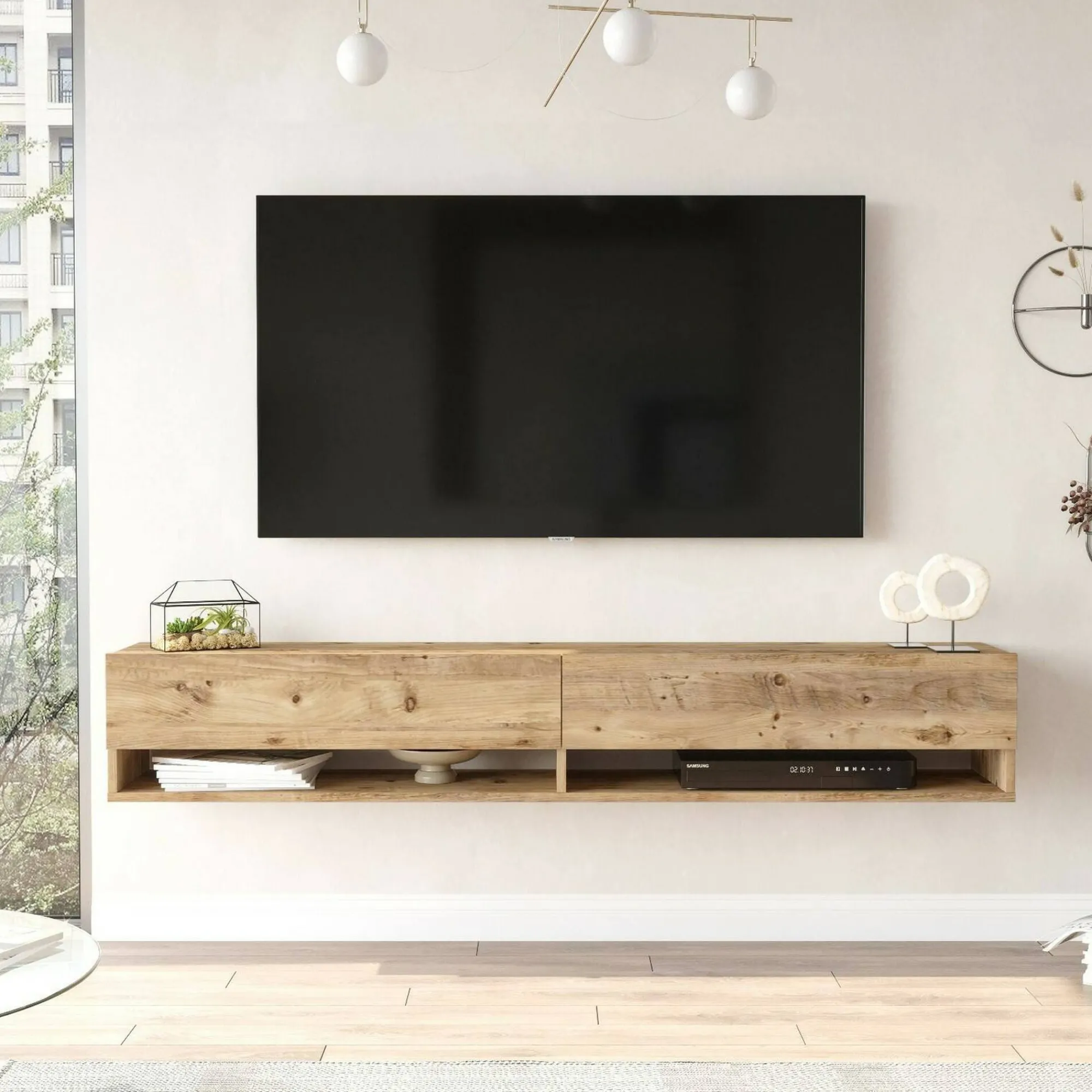 Mobile porta TV Compasso, 180x32h29 cm,<Dmora Best