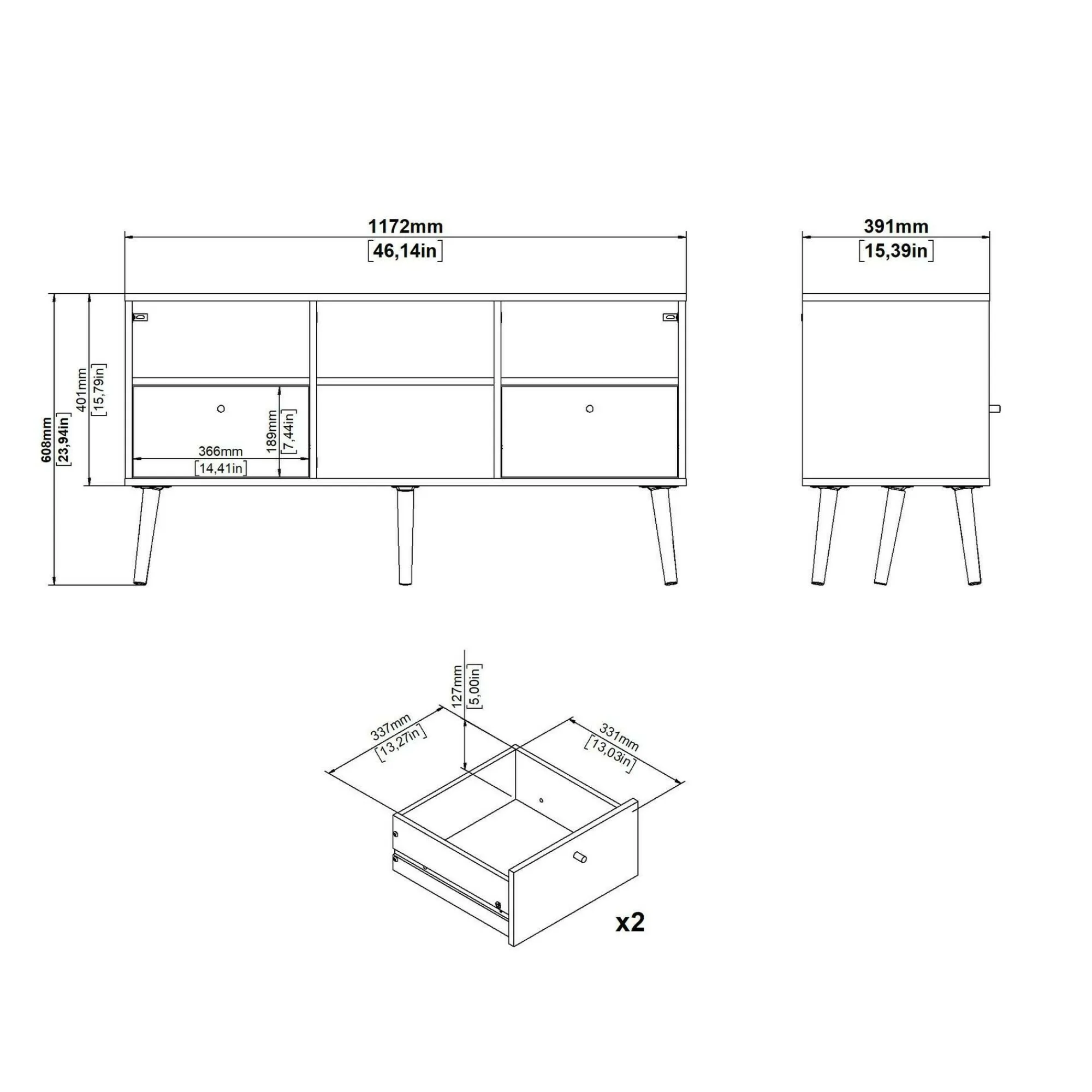 Mobile porta TV Conte, 39x117 h61 cm,<Dmora Flash Sale