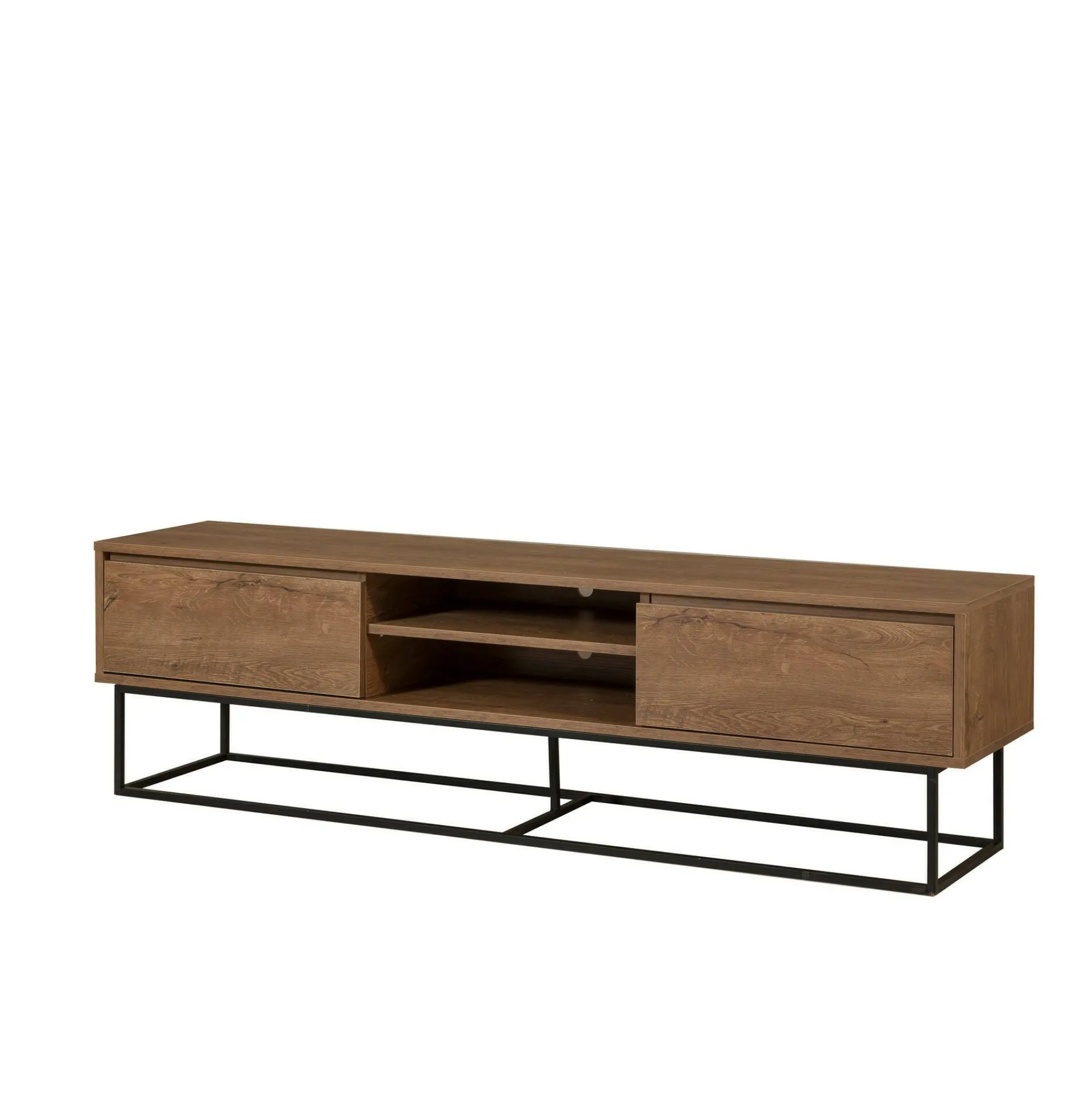 Mobile porta TV Corinna, Noce e Nero, 180x40h50 cm<Dmora Cheap