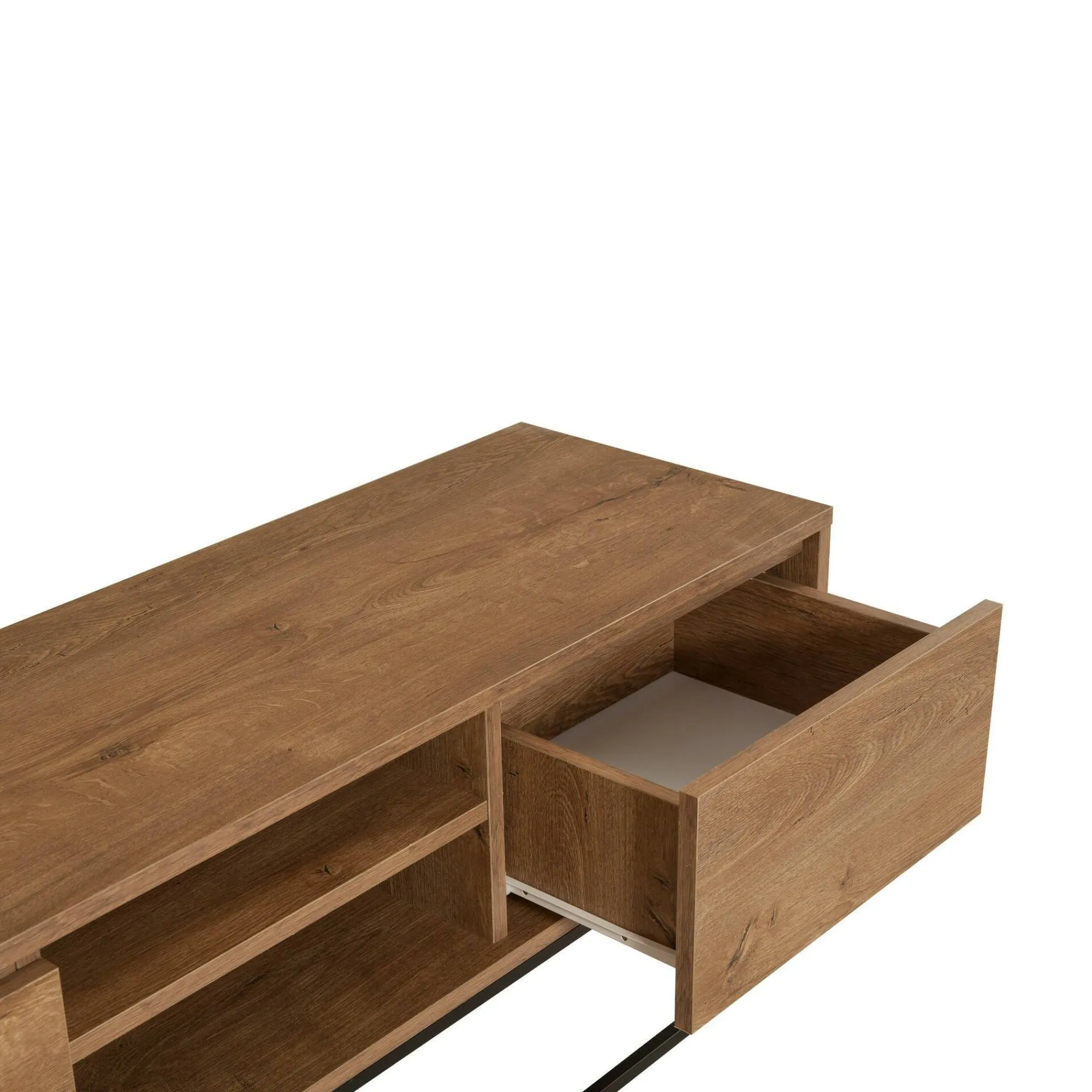Mobile porta TV Corinna, Noce e Nero, 140x40h50 cm<Dmora New