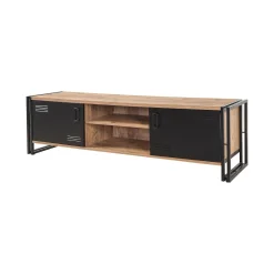 Mobile porta TV Cyprien, Quercia e Nero, 180x45h50 cm<Dmora Sale