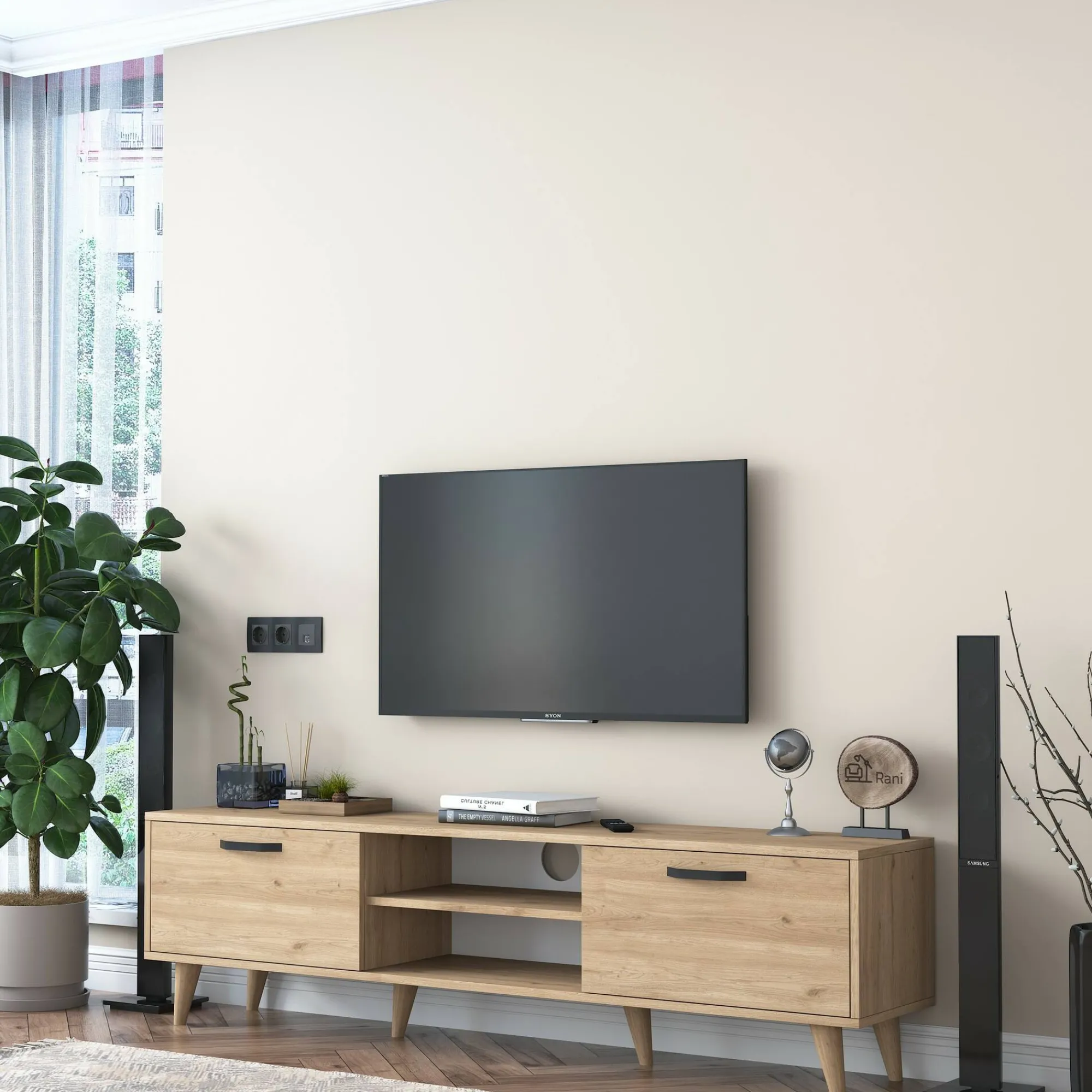 Mobile porta TV Daba, 180x35h48 cm,<Dmora Outlet