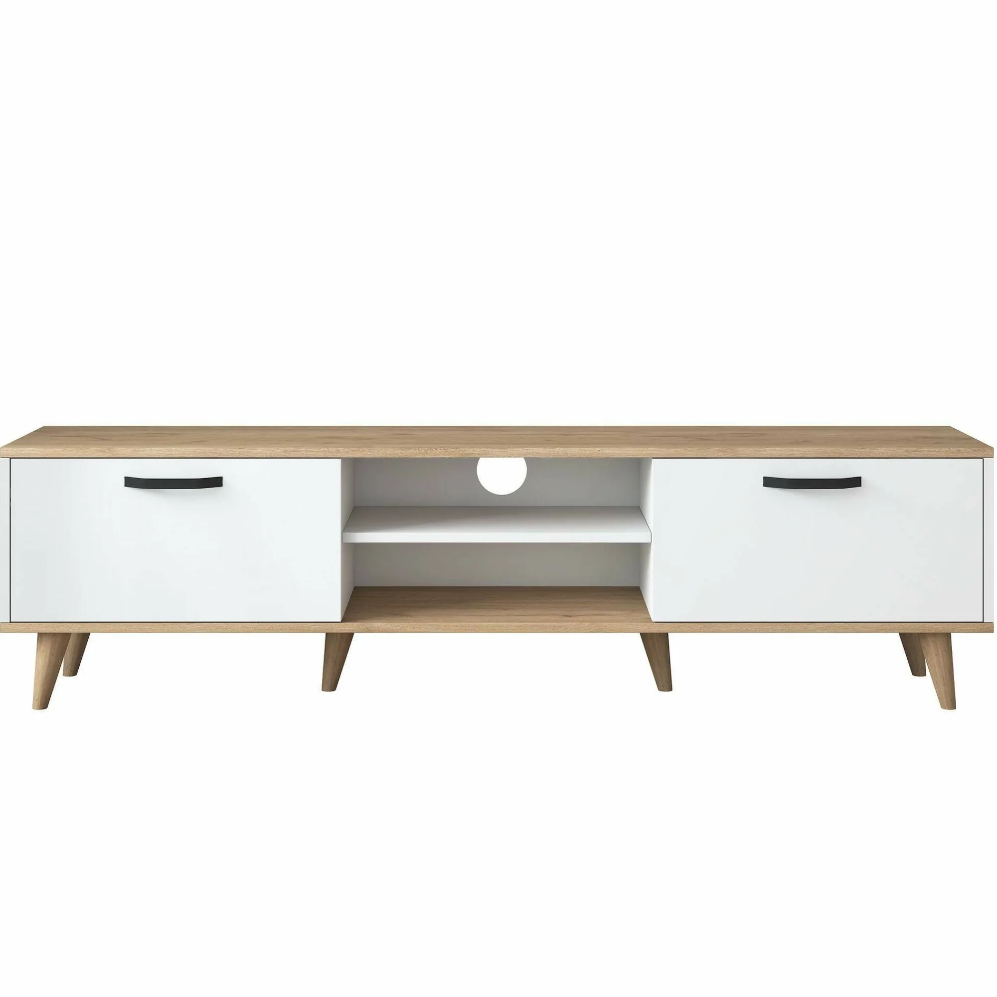 Mobile porta TV Daba, 180x35h49 cm, Bianco e Noce<Dmora Cheap