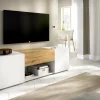 Mobile porta TV Dacciar, 138x35h45 cm, Bianco e Rovere Nodi<Dmora Best Sale