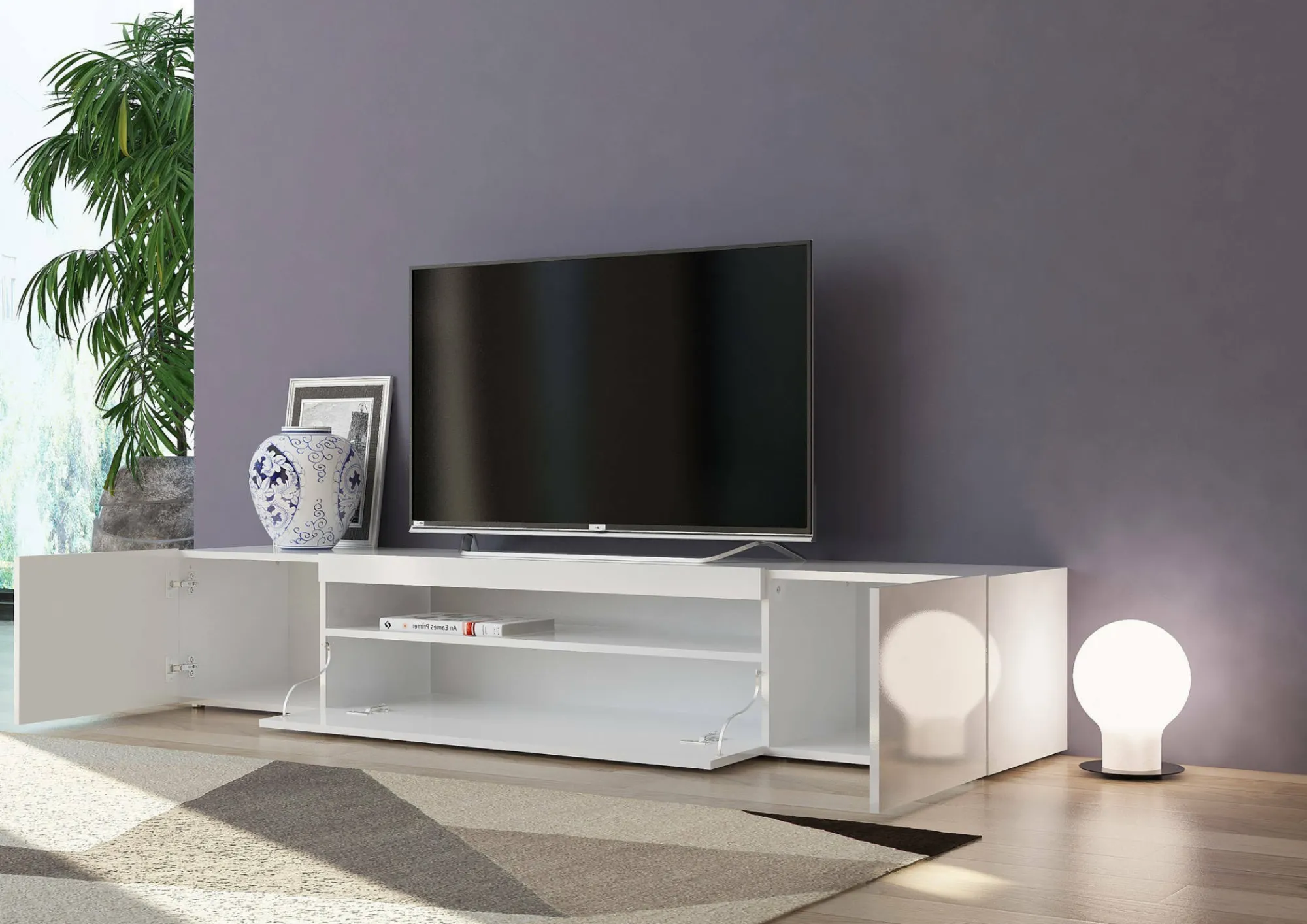 Mobile porta TV Dafrim, , con luce LED<Dmora Hot
