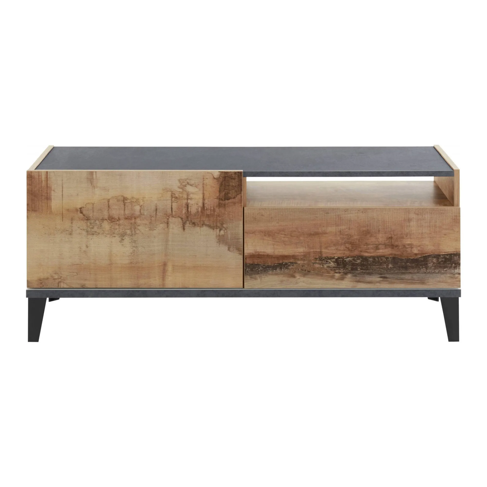 Mobile porta TV Darcar, cm 120x40h47, Ardesia e Acero<Dmora Shop