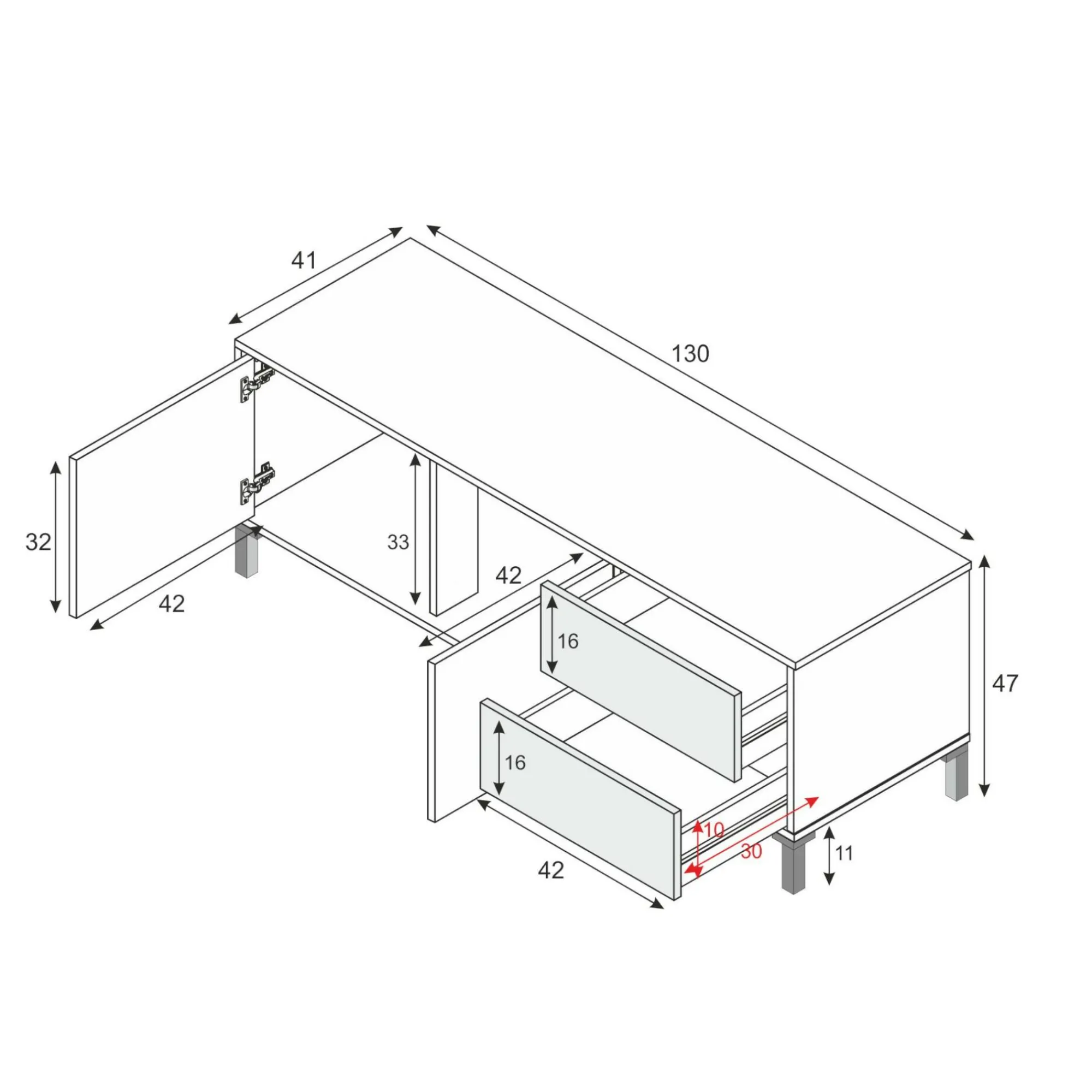 Mobile porta TV Dayha, 130x41h47 cm, Rovere e Antracite<Dmora Best Sale